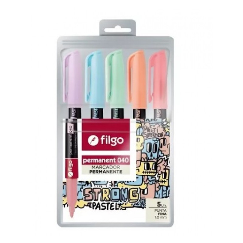 Marcador Permanente 040 Pastel X5 FILGO