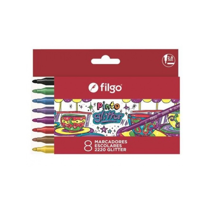 Marcadores 2220 Glitter x 8 FILGO