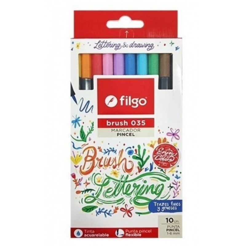 Marcadores Pincel  surtidos x10 FILGO