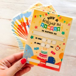 TARJETA DE INVITACION  PARA CUMPLE X 10 Unidades