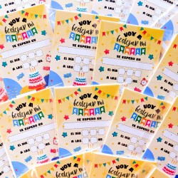 TARJETA DE INVITACION  PARA CUMPLE X 10 Unidades