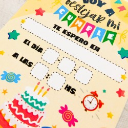 TARJETA DE INVITACION  PARA CUMPLE X 10 Unidades