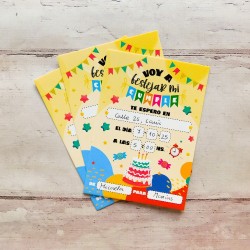 TARJETA DE INVITACION  PARA CUMPLE X 10 Unidades