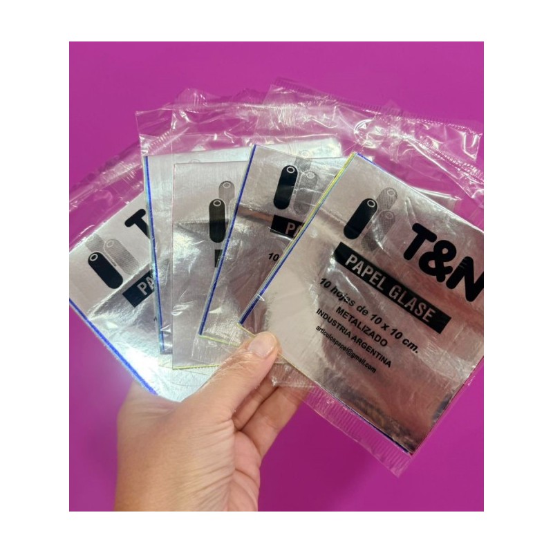 PAPEL GLASE METALIZADO X5 HOJAS
